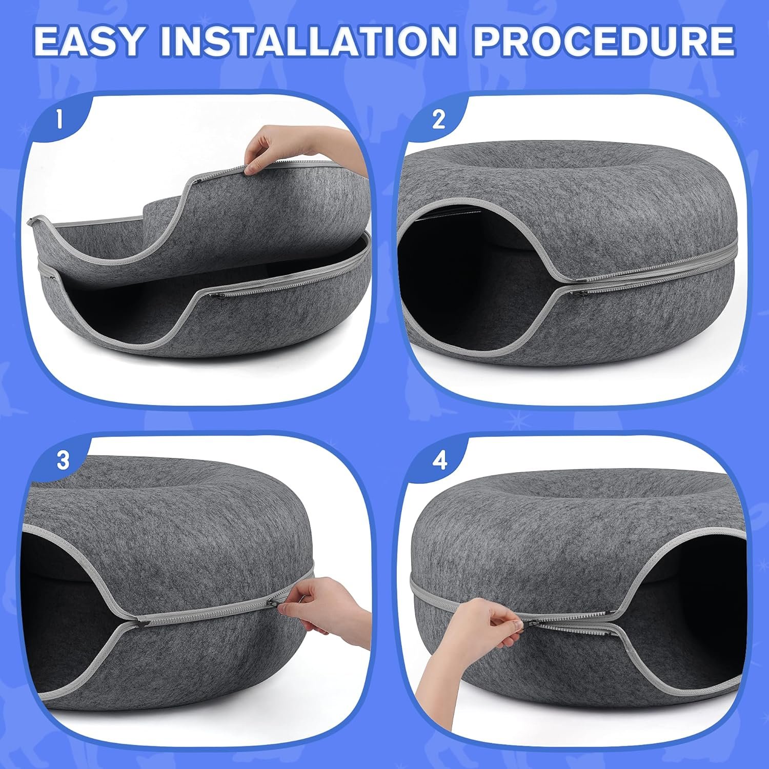 Cama Tunel Para Gato En Forma De Dona - Imagen 7