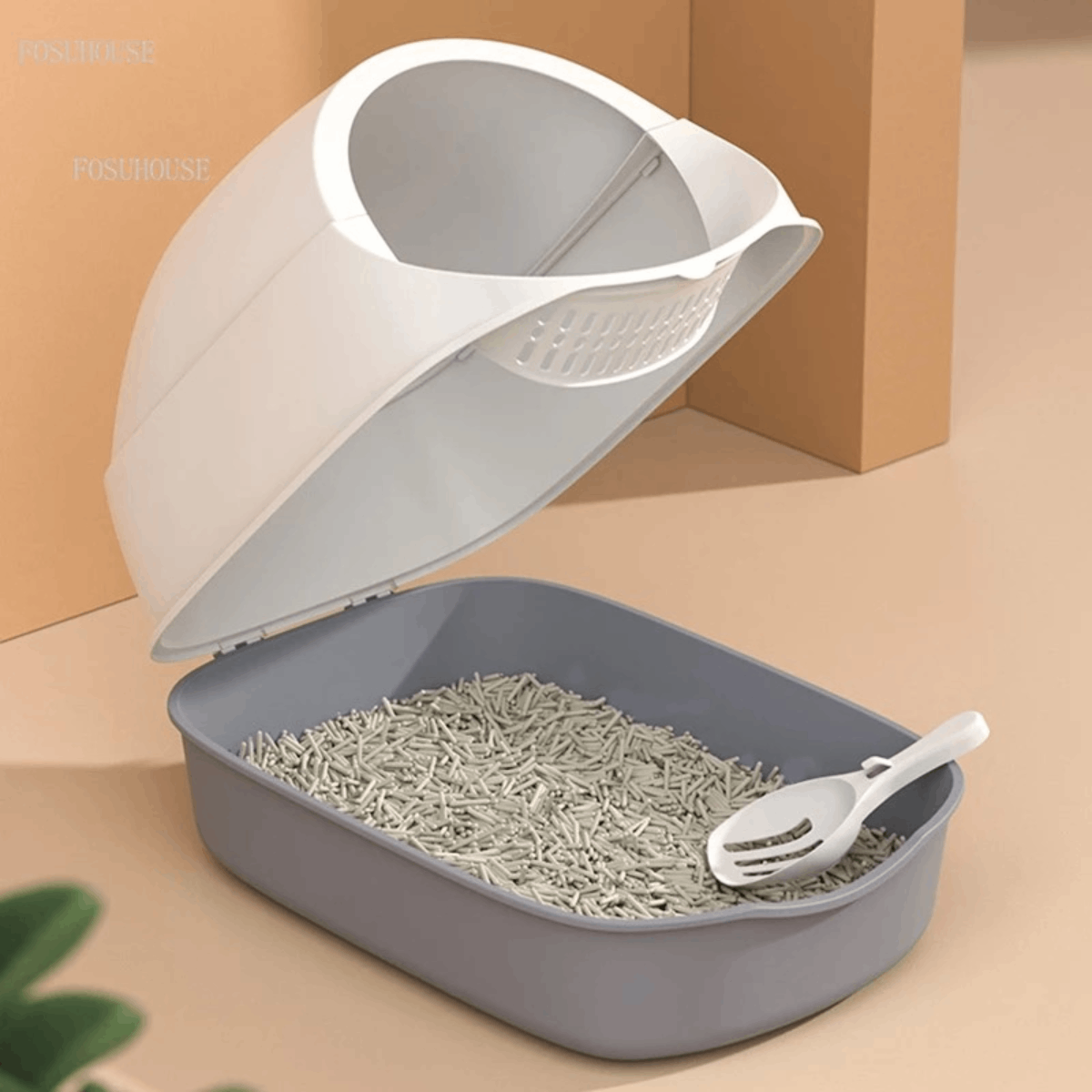 Baño Sanitario Cerrado Para Gato Con Puerta Vaivén - Imagen 2