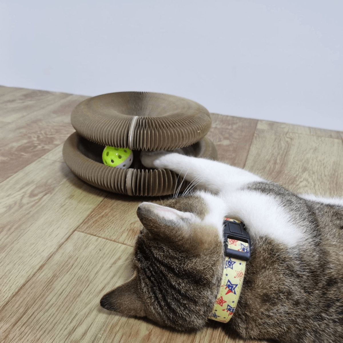 Rascador Acordéon Para Gato Con Pelota Y Yerba Gatera - Imagen 3
