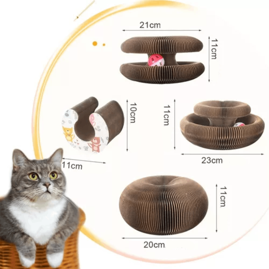 Rascador Acordéon Para Gato Con Pelota Y Yerba Gatera - Imagen 6