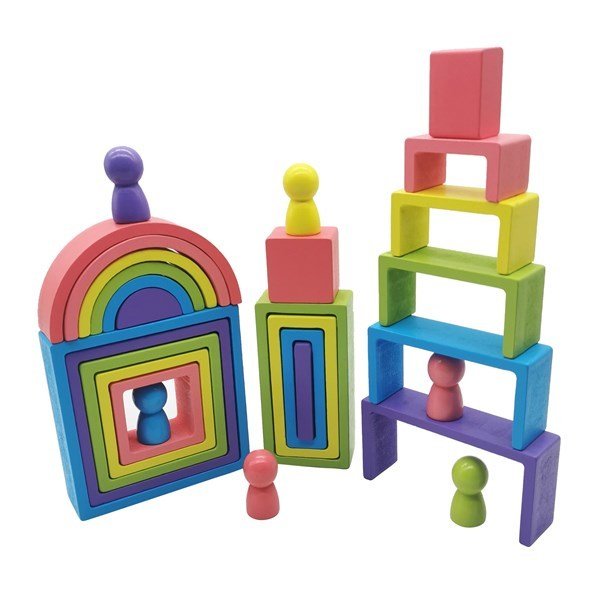 Juego Arcoiris de Madera 28 Formas Geométricas Montessori