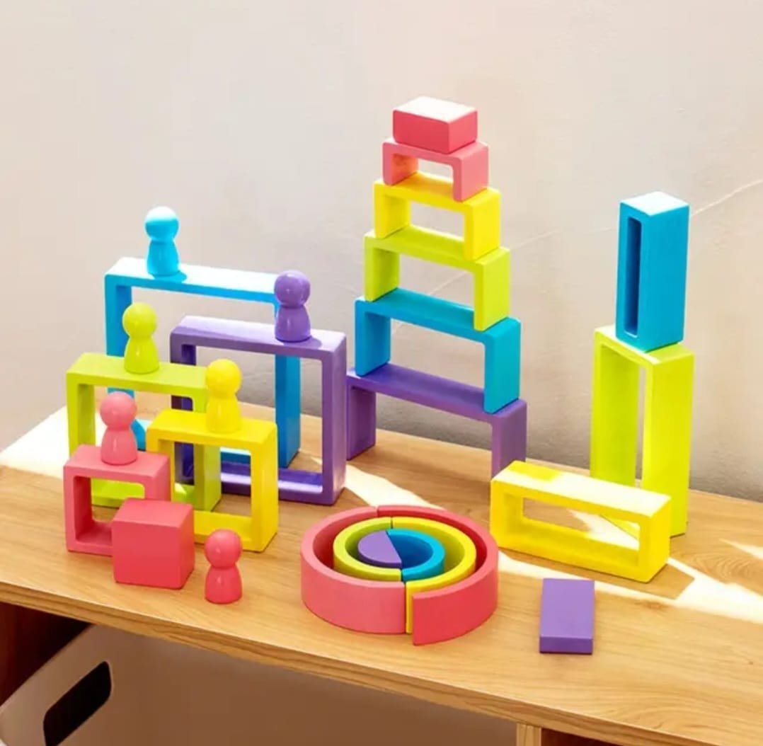 Juego Arcoiris de Madera 28 Formas Geométricas Montessori - Imagen 5