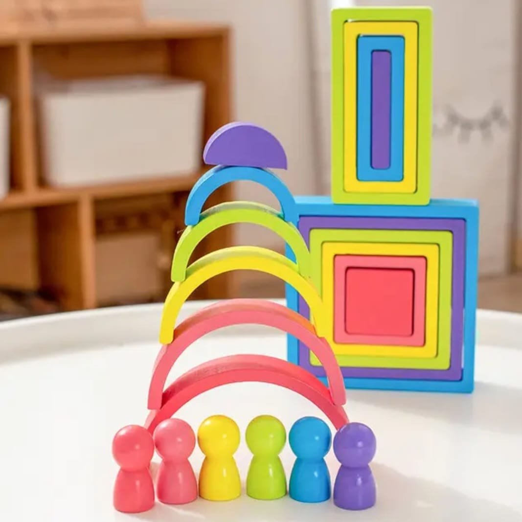 Juego Arcoiris de Madera 28 Formas Geométricas Montessori - Imagen 3