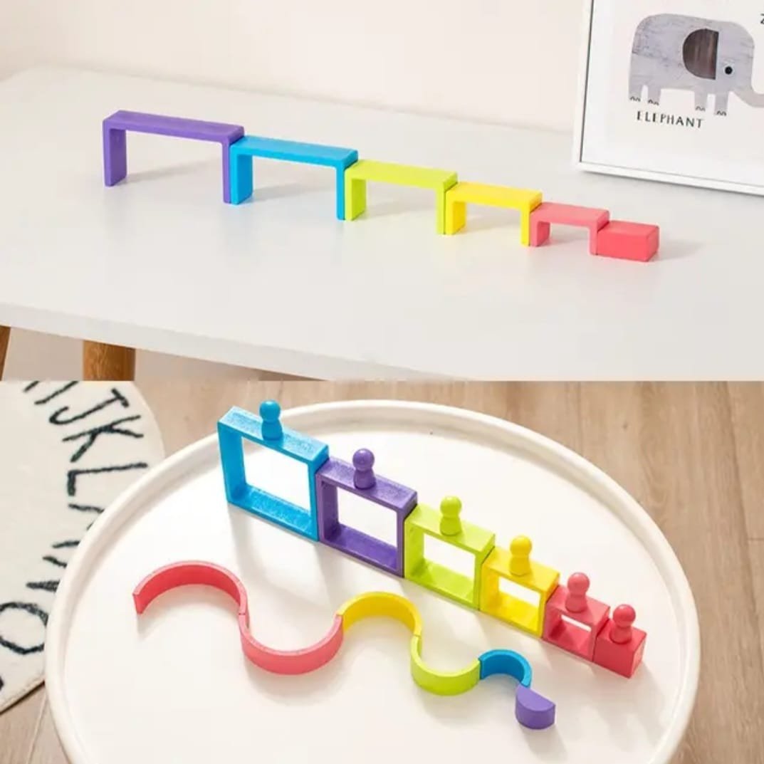 Juego Arcoiris de Madera 28 Formas Geométricas Montessori - Imagen 4