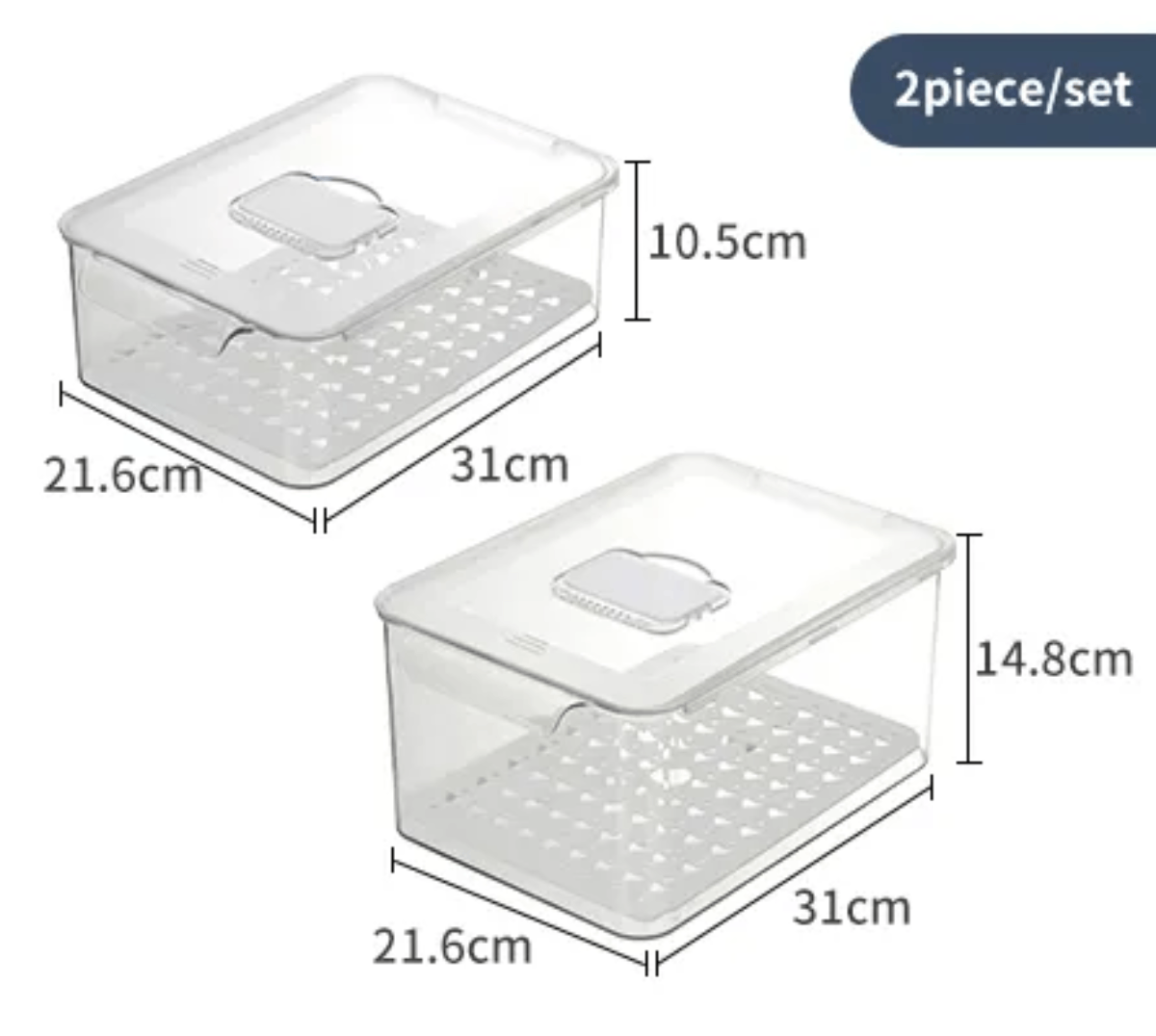 Set de 2 Recipientes Plásticos Para Heladera - Imagen 5