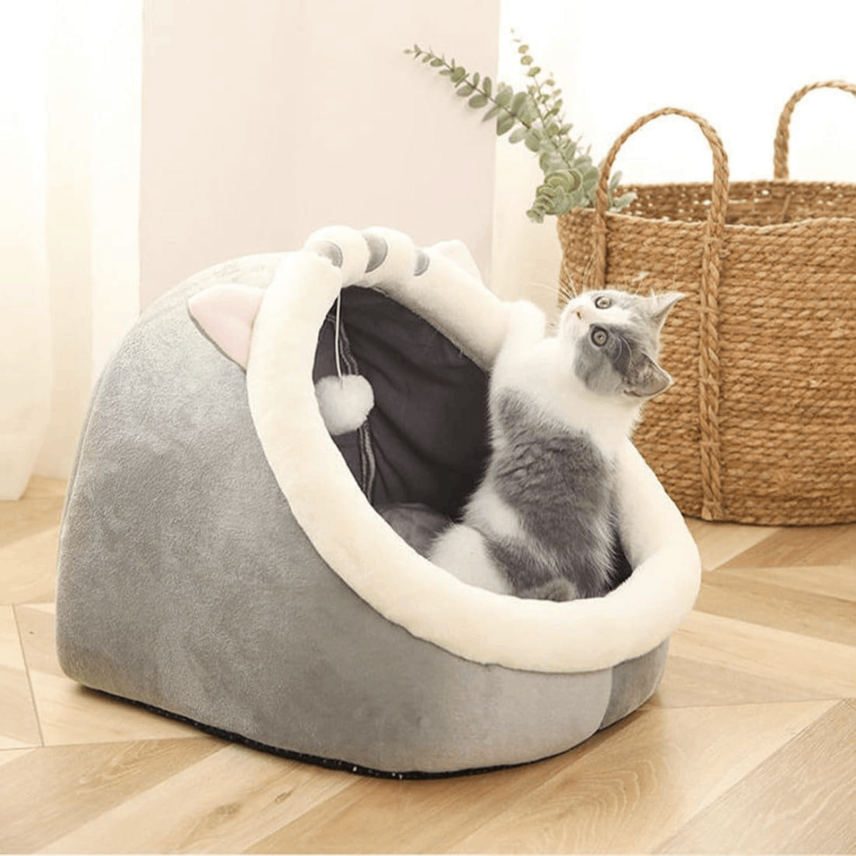 Cama Igloo Cucha Gato Perro Mascota Iglu Cálida y Acogedora - Imagen 2