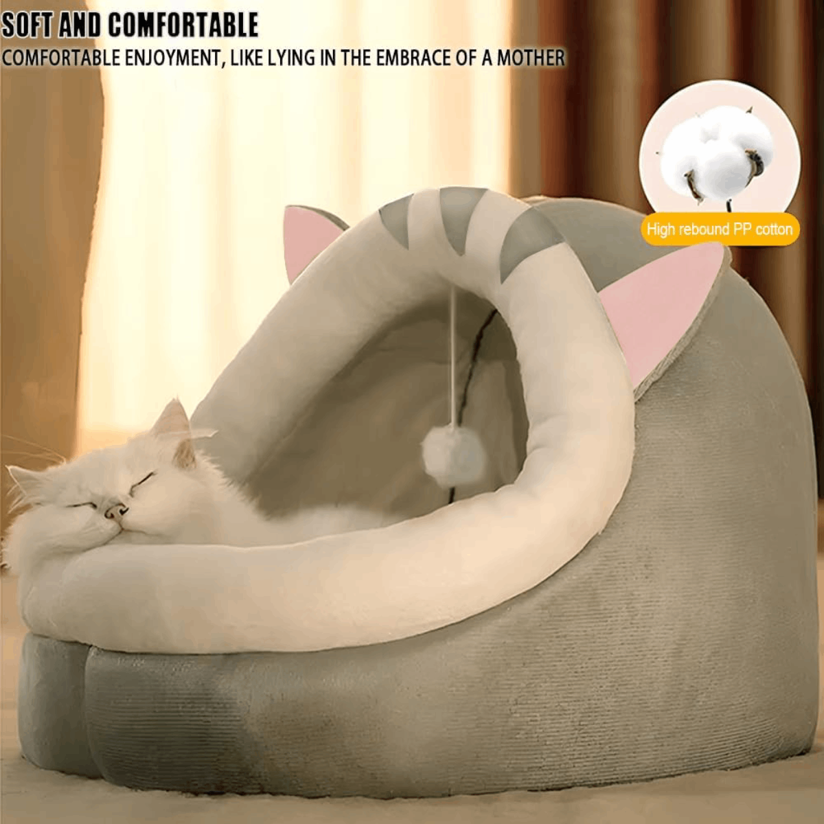 Cama Igloo Cucha Gato Perro Mascota Iglu Cálida y Acogedora - Imagen 4