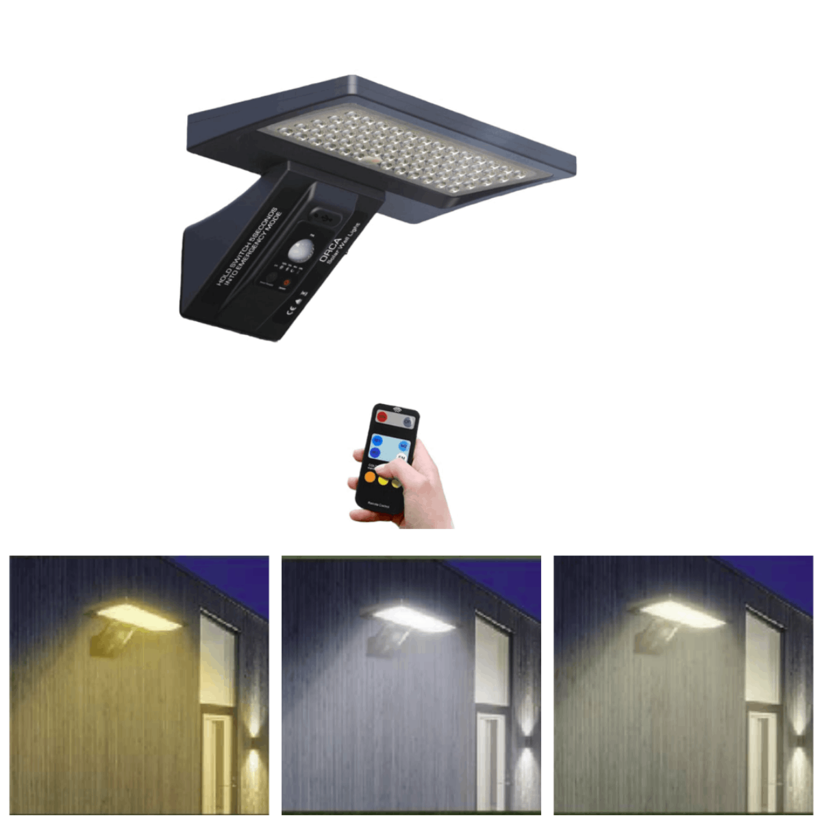 Foco Solar Exterior 80W Con Panel Integrado y Sensor y Carga USB