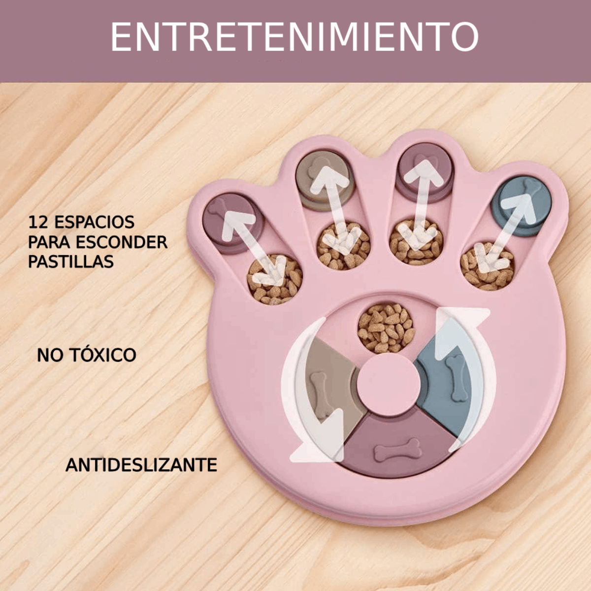 Plato Para Perro Come Lento Juguete Interactivo Anti Ansiedad - Azul - Imagen 2