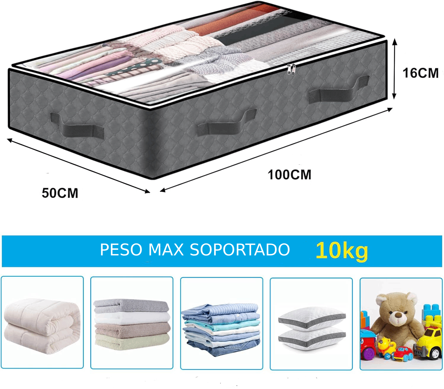 Organizador De Ropa Bajo Cama - 90 Litros - Imagen 6