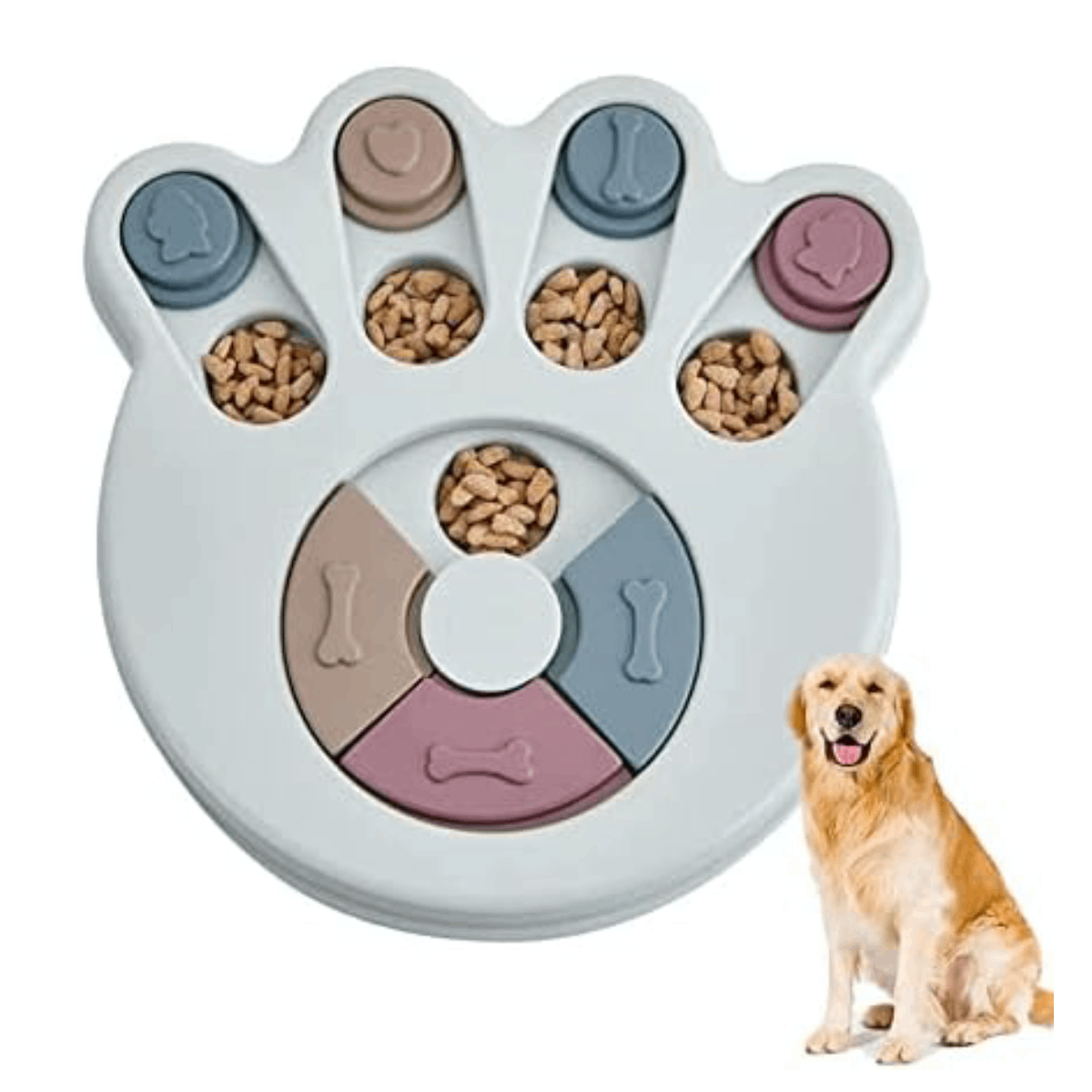 Plato Para Perro Come Lento Juguete Interactivo Anti Ansiedad - Azul