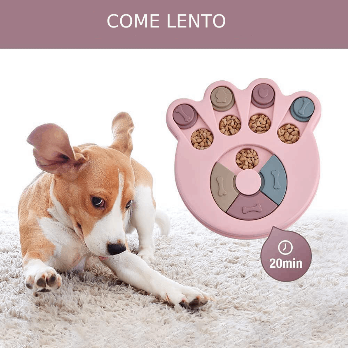 Plato Para Perro Come Lento Juguete Interactivo Anti Ansiedad - Azul - Imagen 4