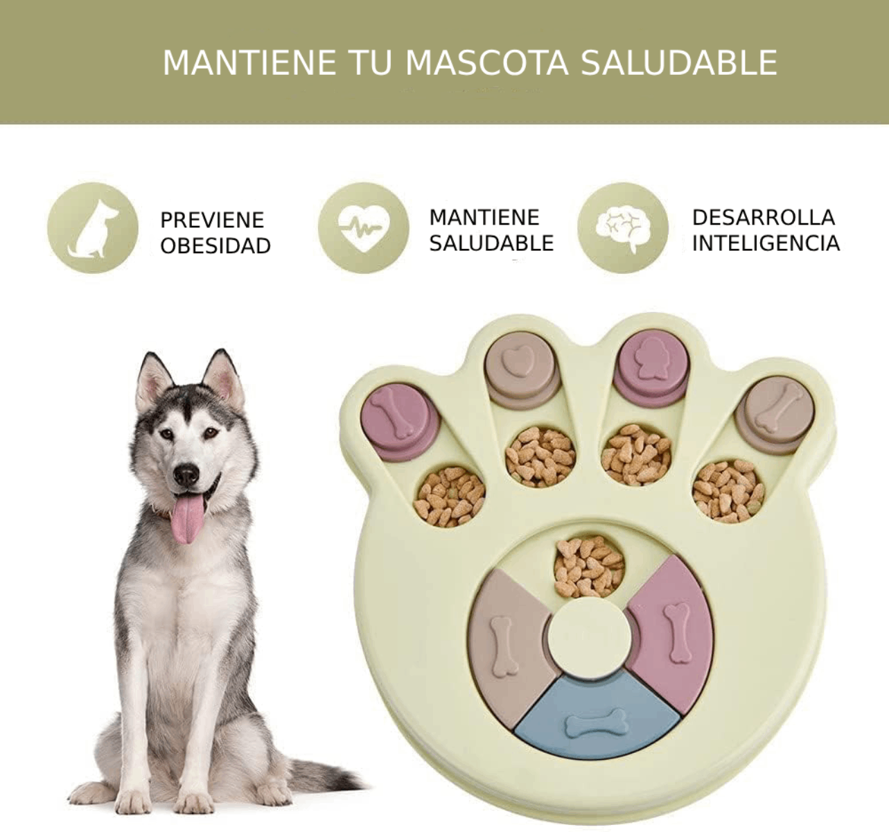 Plato Para Perro Come Lento Juguete Interactivo Anti Ansiedad - Azul - Imagen 5