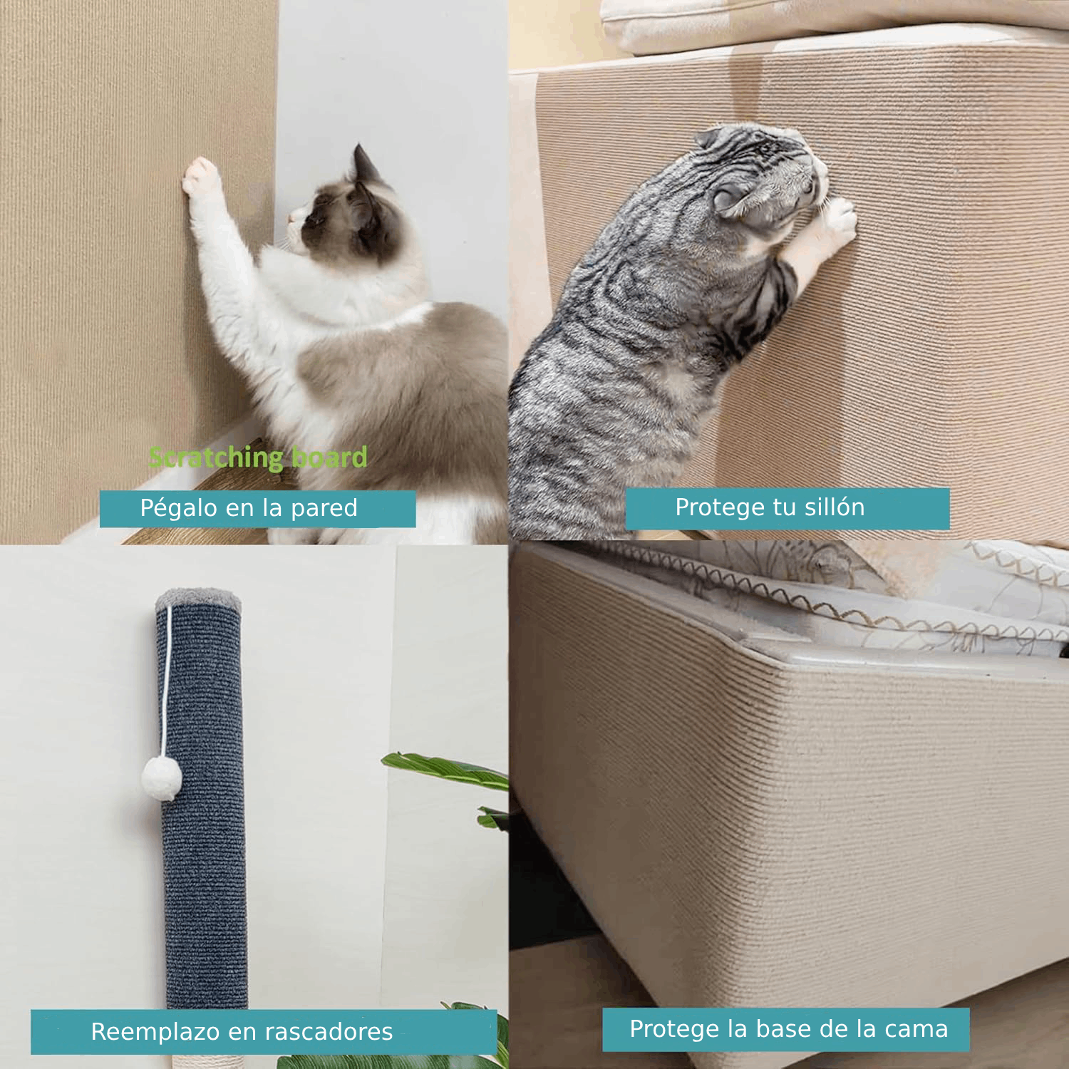 Rascador Gato Protector De Sofa Sillón Autohadesivo 100x60 - Imagen 5