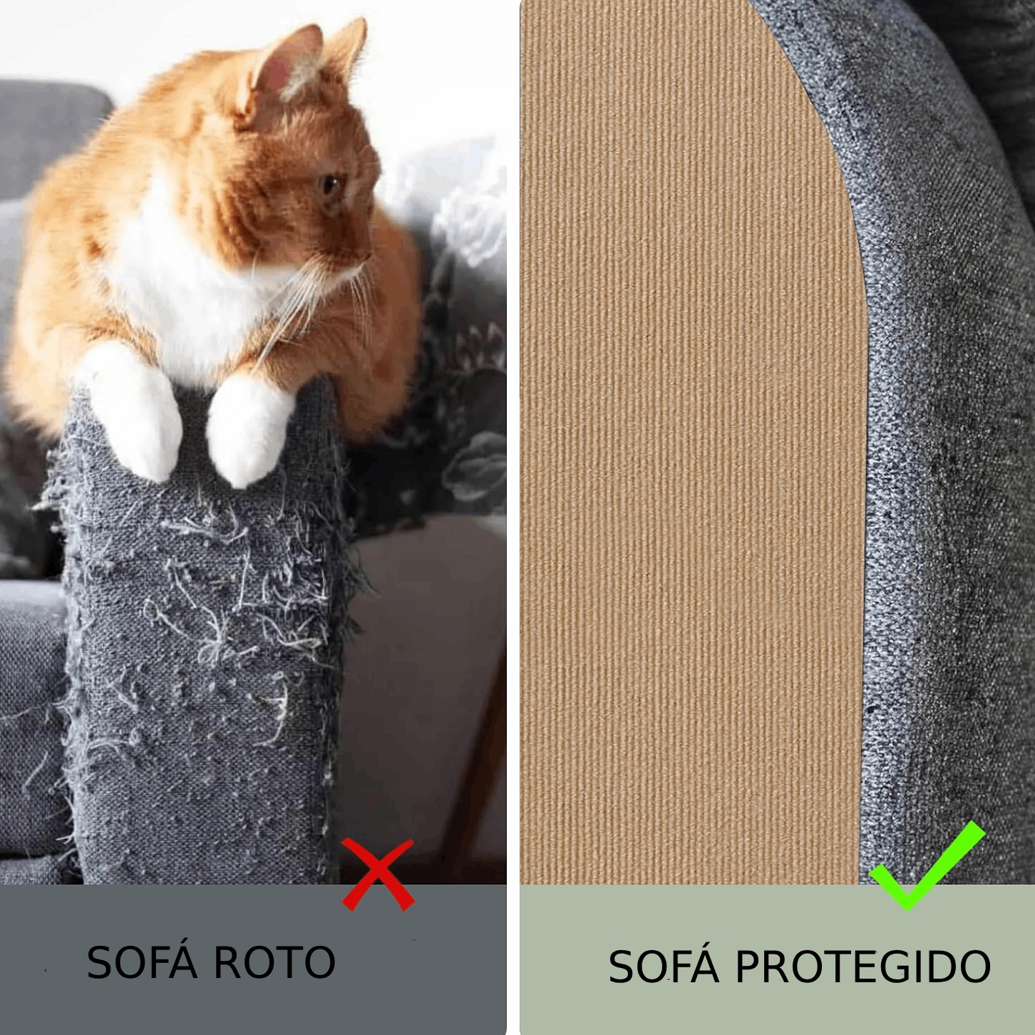 Rascador Gato Protector De Sofa Sillón Autohadesivo 100x60 - Imagen 6