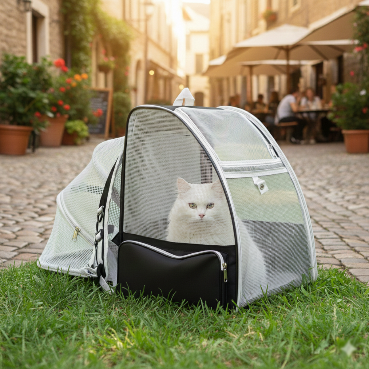 Mochila Transportadora Para Gato Perro Mascotas Expandible - Imagen 4
