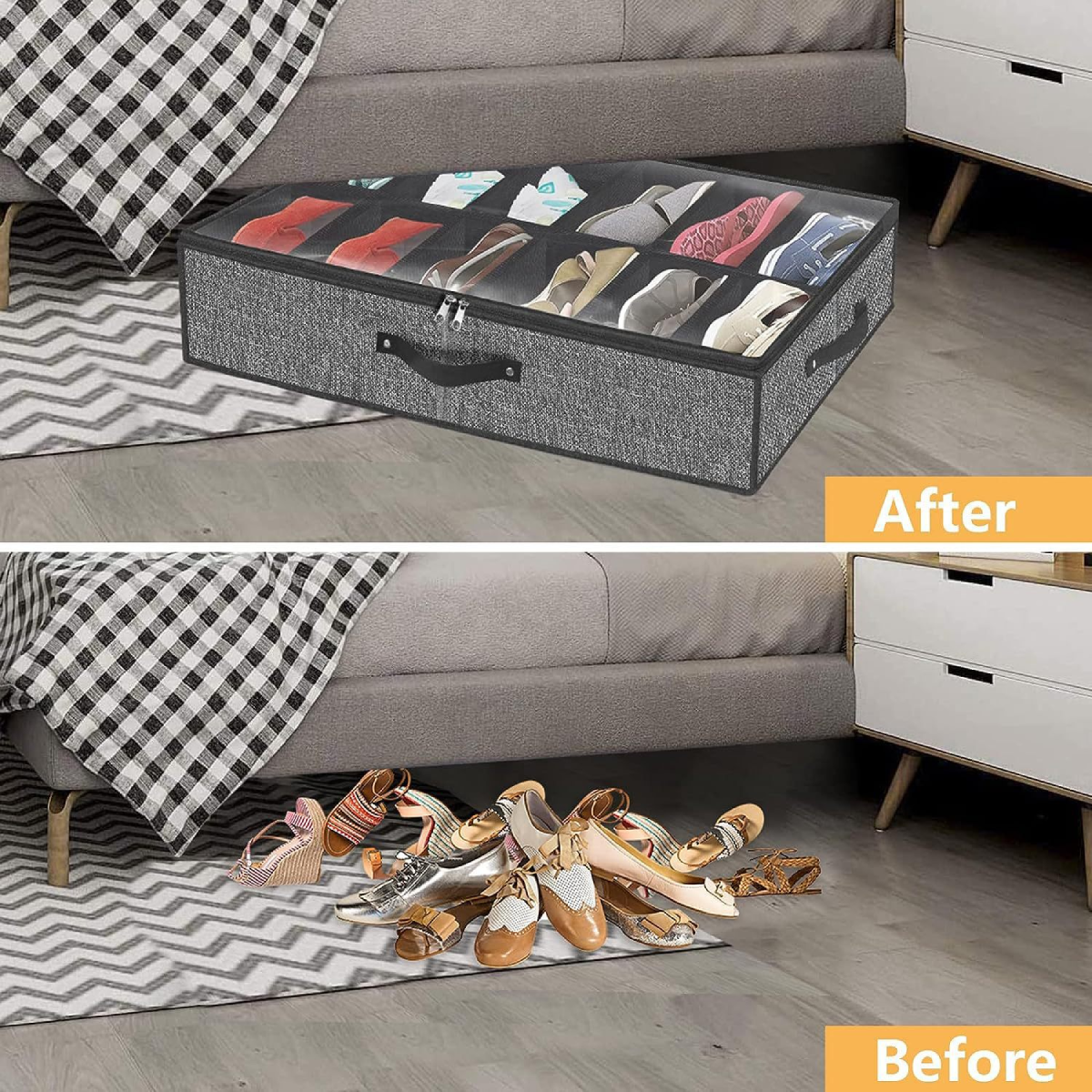 Set de 2 Organizadores de Zapatos Bajo Cama Con Visor - Imagen 2