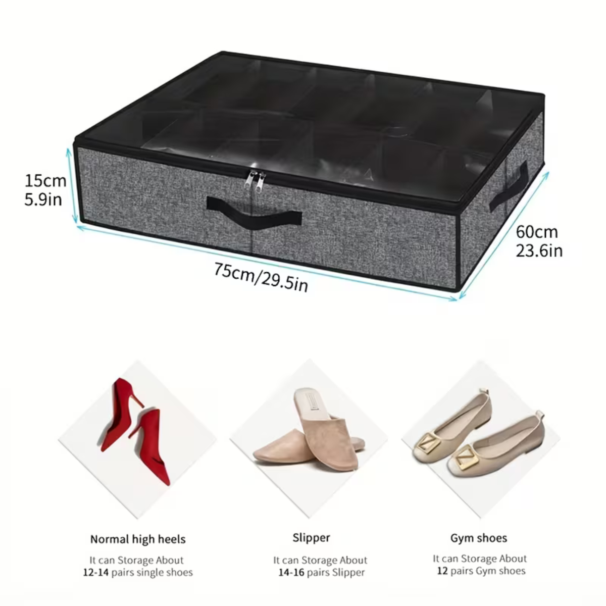 Set de 2 Organizadores de Zapatos Bajo Cama Con Visor - Imagen 4