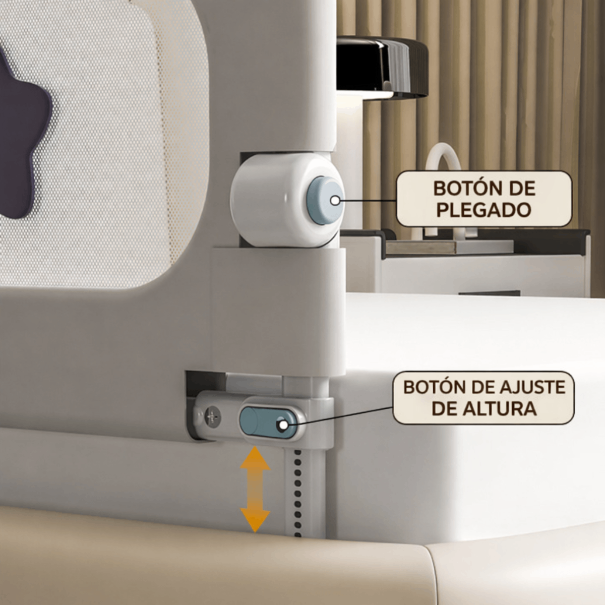 Baranda Seguridad Sommier Cuna Cama Infantil 150cm Plegable - Imagen 4