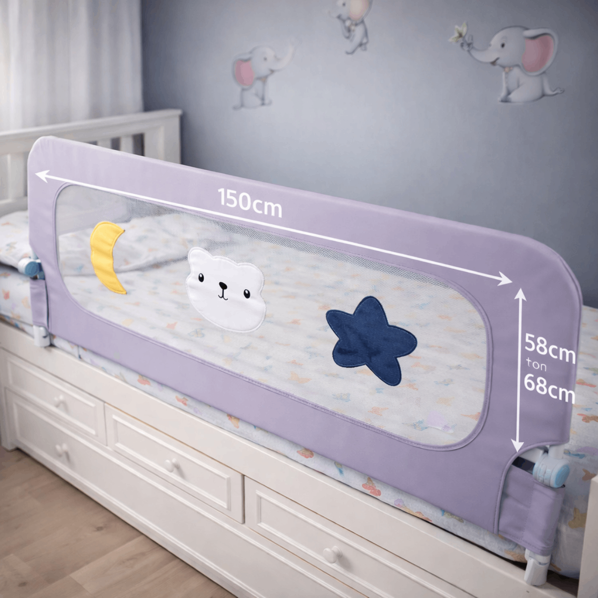 Baranda Seguridad Sommier Cuna Cama Infantil 150cm Plegable - Imagen 3
