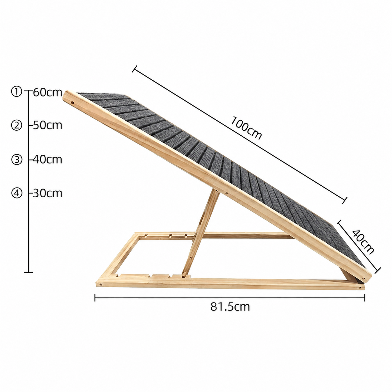 Rampa Para Mascotas Antideslizante Plegable Con Altura Ajustable 60cm - Imagen 2