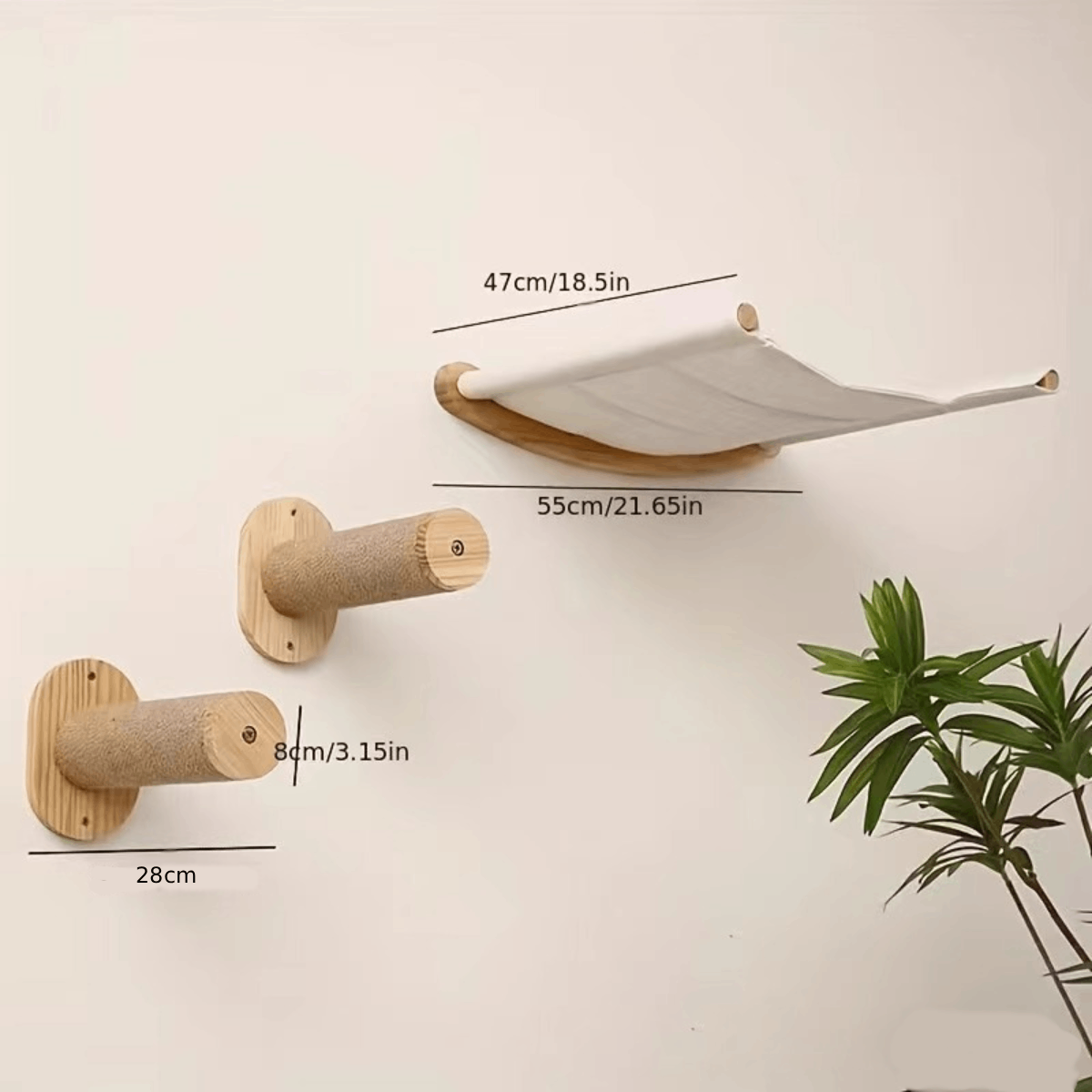Rascador De Pared Para Gatos Con Hamaca Y Escaladores Sisal - Imagen 4