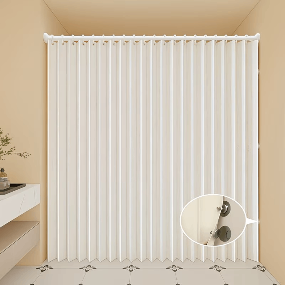 Cortina Baño Ducha Magnética 1,80x2m C/barrote Y Argollas - Imagen 4