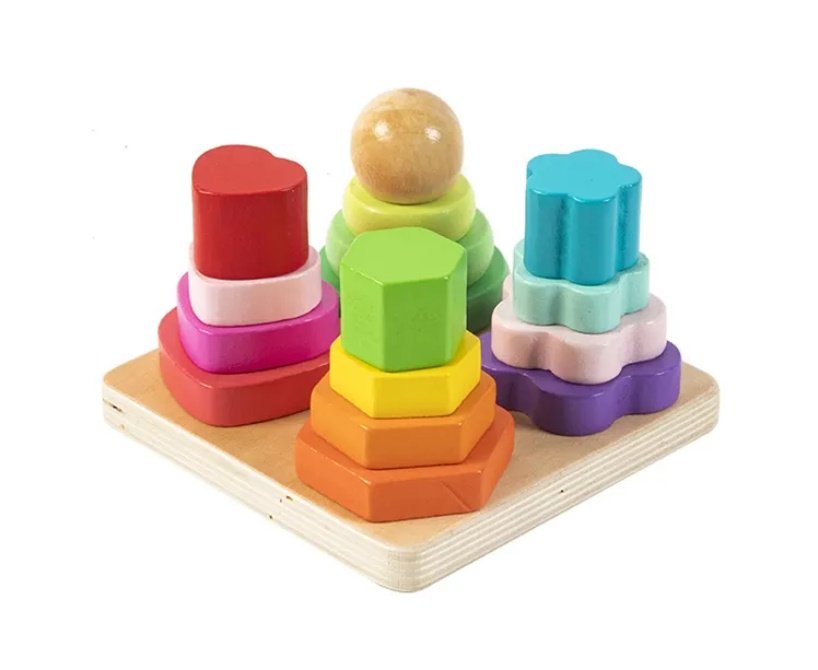 Juego Encastre Madera Arcoiris 4 Colores Niños