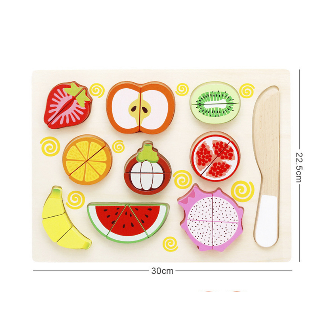Frutas Verduras Madera Para Cortar Con Bandeja - Imagen 3