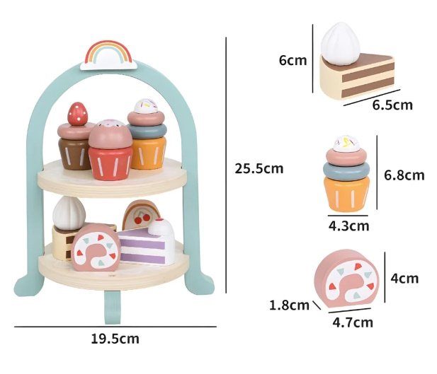 Juego Pasteleria Madera Cupcakes Tortas Niños - Imagen 3