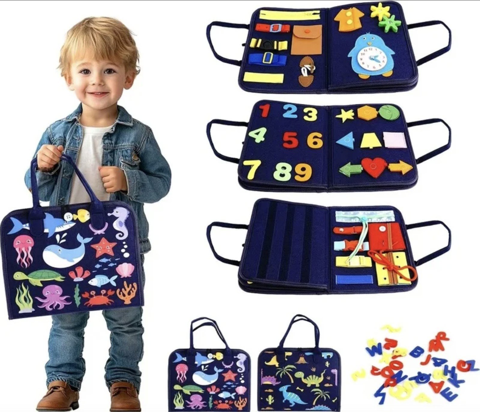 Valija Montessori De Tela Actividades Niños Océano